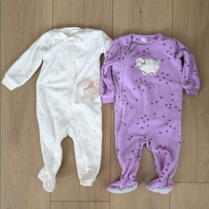 Pair of Fleece Baby Sleepers (Size 6-9m)